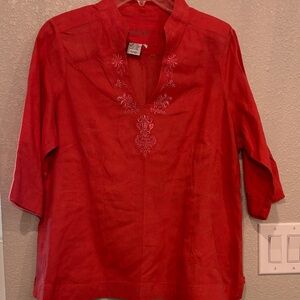 Emma James Red Embroidered Top